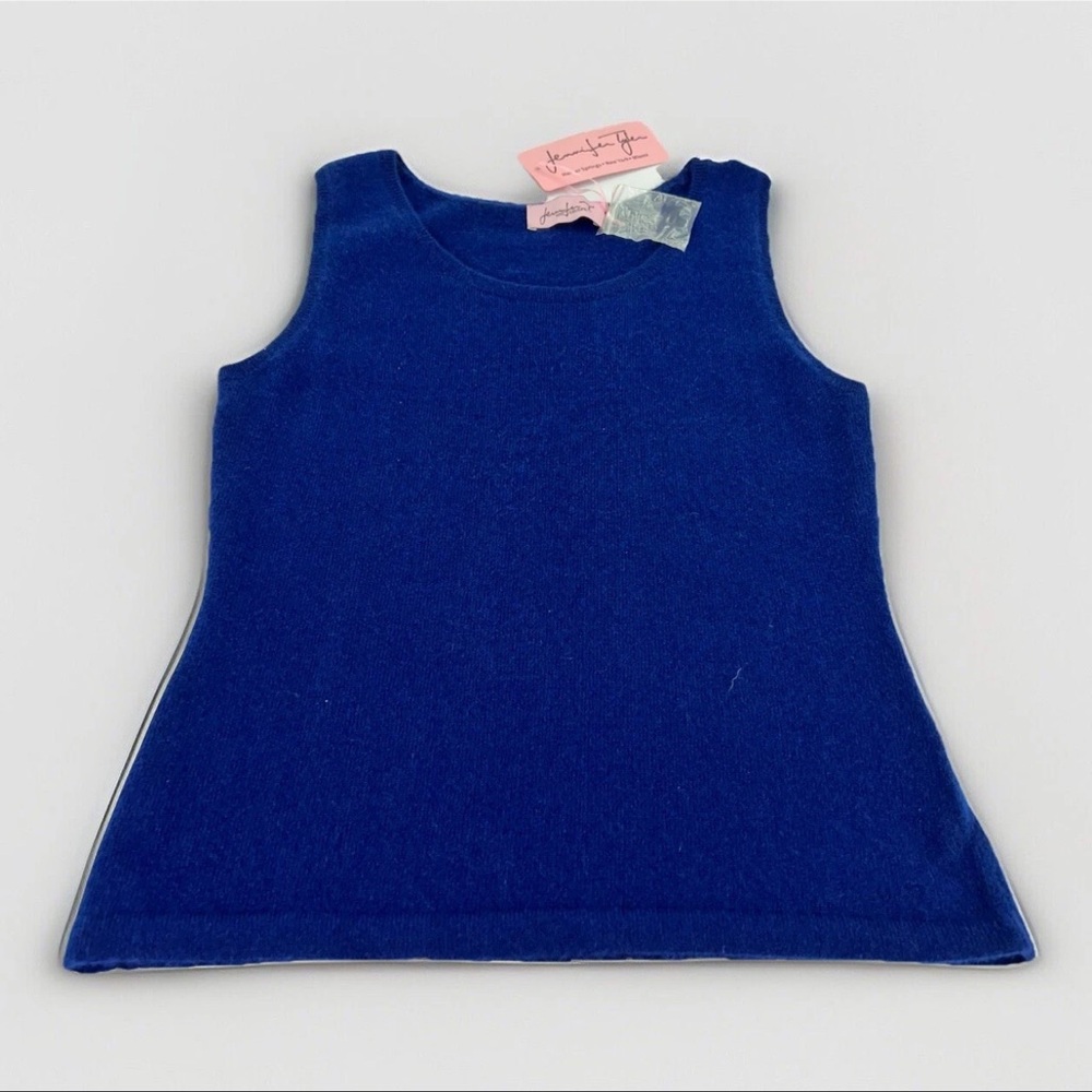 Jennifer Tyler 100% Cashmere Knit Tank Top Women’s XS Couture Navy Blue NWT - Picture 2 of 14